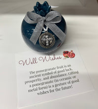 Load image into Gallery viewer, Ceramic Pomegranate: with heart charm (free USA shipping included)
