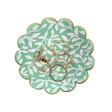 Load image into Gallery viewer, Jewelry Dish with Scallops and Sage Green Design—only one left (free USA shipping included)
