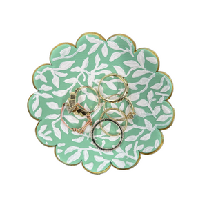 Jewelry Dish with Scallops and Sage Green Design—only one left (free USA shipping included)