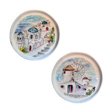 Load image into Gallery viewer, Ceramic 11.5” Round Platter Island Scene—Multiple design choices (free USA shipping included)
