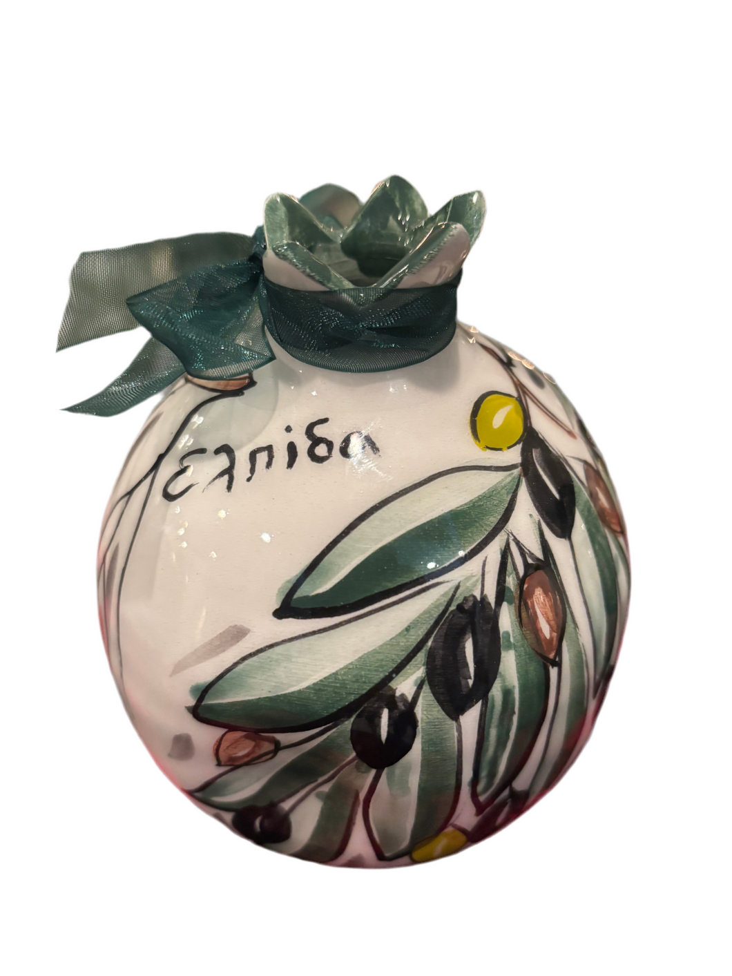 Ceramic Olive Design Pomegranate with Well Wishes—Multiple design choices (free USA shipping included)