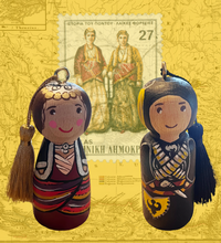 Load image into Gallery viewer, Hand-painted Wooden Figurine: Pontian Woman (free USA shipping included)
