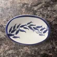 Load image into Gallery viewer, Ceramic Oval Shallow Bowl with Fish Design—Multiple choices (free USA shipping included)
