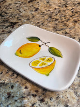 Load image into Gallery viewer, Ceramic Rectangular Dish—Lemons or Blue Flowers Design (free USA shipping included)
