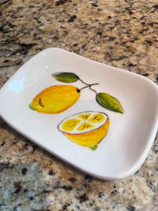 Ceramic Rectangular Dish—Lemons or Blue Flowers Design (free USA shipping included)