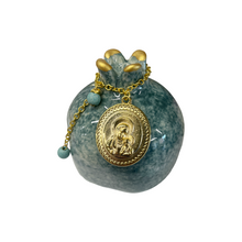 Load image into Gallery viewer, Ceramic Stone Green Pomegranate with Panagia Charm
