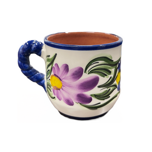 Ceramic Lilac and Blue Floral Mug (free USA shipping included)