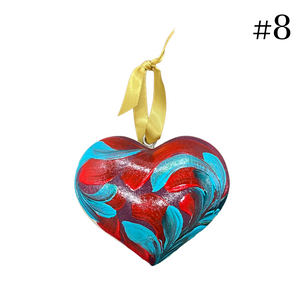 Wooden Painted Heart Ornament Multiple Design Choices—only one of each design (free USA shipping included)