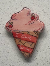 Load image into Gallery viewer, Ceramic Glazed Magnet: I Love Ice Cream
