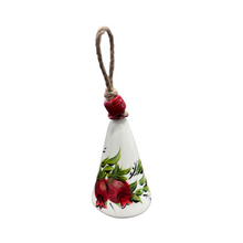 Load image into Gallery viewer, Ceramic Christmas Bell Ornament with Pomegranate Design (free USA shipping included)
