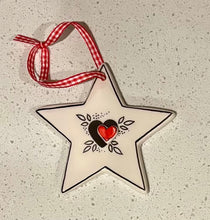 Load image into Gallery viewer, Ceramic Black and White Ornament: Star in 3 design choices
