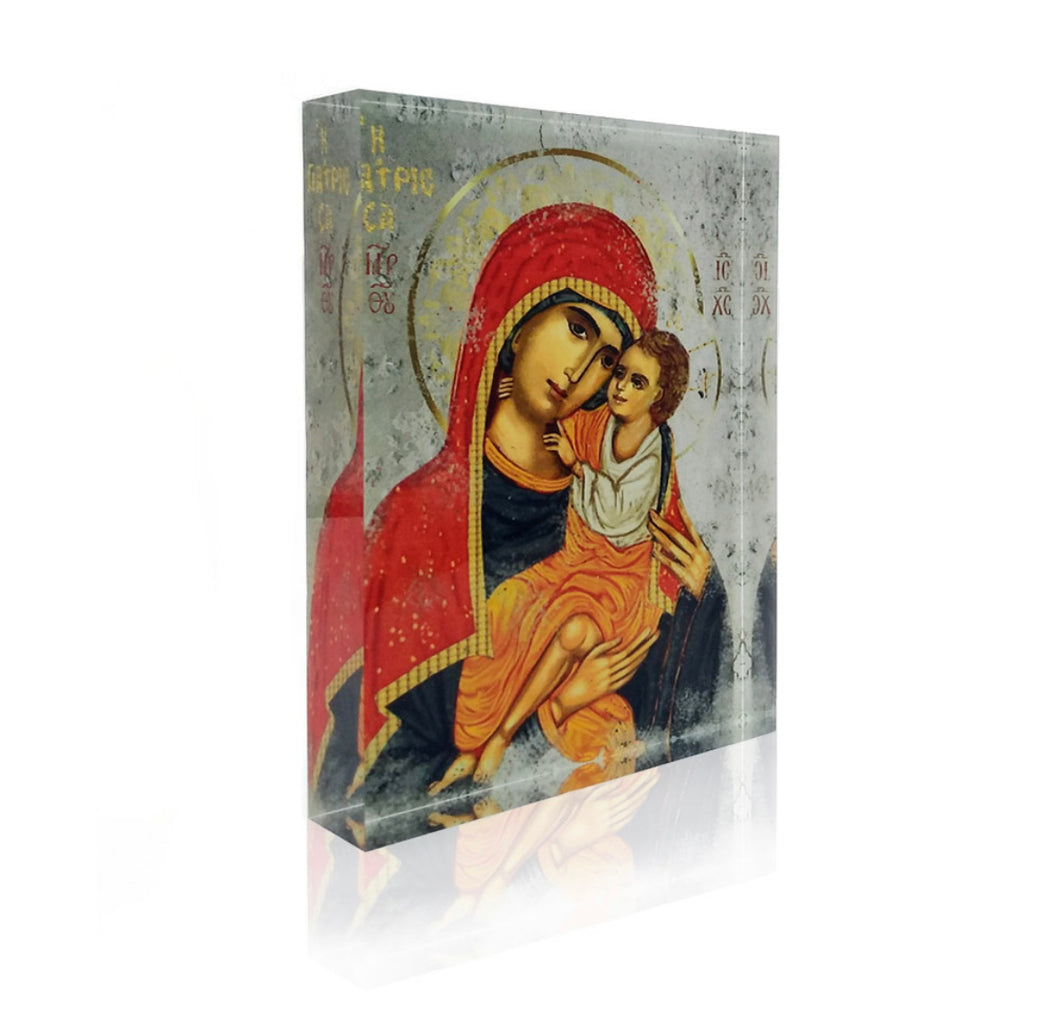 Plexiglass Orthodox Icon: Our Lady of Healing/Παναγία Γιάτρισσα (free USA shipping included)