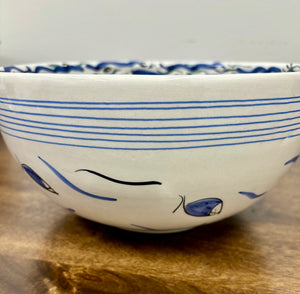 Ceramic Blue Fish Serving Bowl