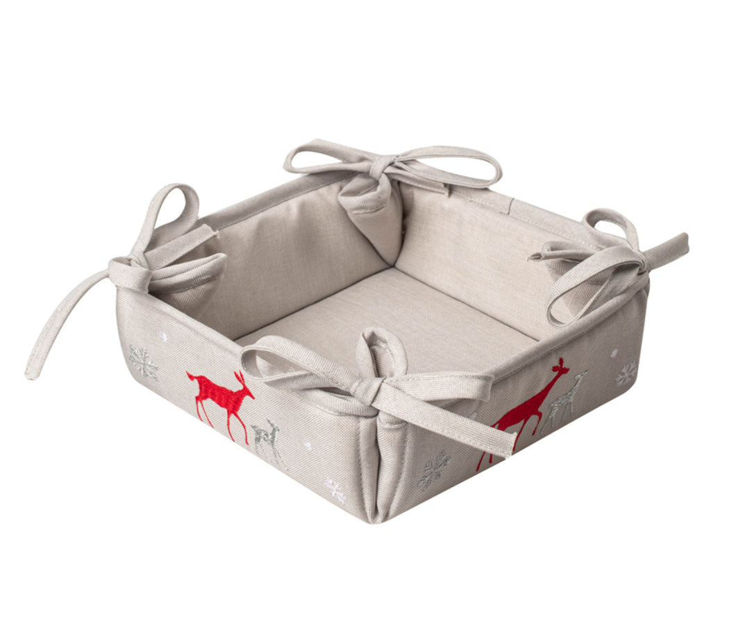 Christmas Embroidered Tie Bread Basket (free USA shipping included)
