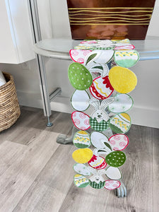 Cutout Easter Eggs and Bunnies Table Runner in Spring Colors (free USA shipping included)