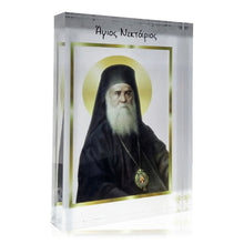 Load image into Gallery viewer, Plexiglass Orthodox Icon: St. Nektarios/Αγ. Νεκτάριος (free USA shipping included)
