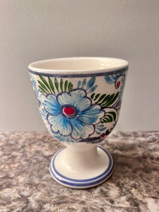 Ceramic Blue Floral Goblet (free USA shipping included)