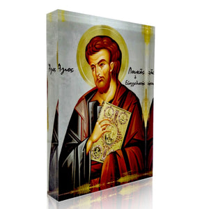 Plexiglass Orthodox Icon: St. Luke the Evangelist/Αγ. Λουκάς ο Ευαγγελιστής (free USA shipping included)