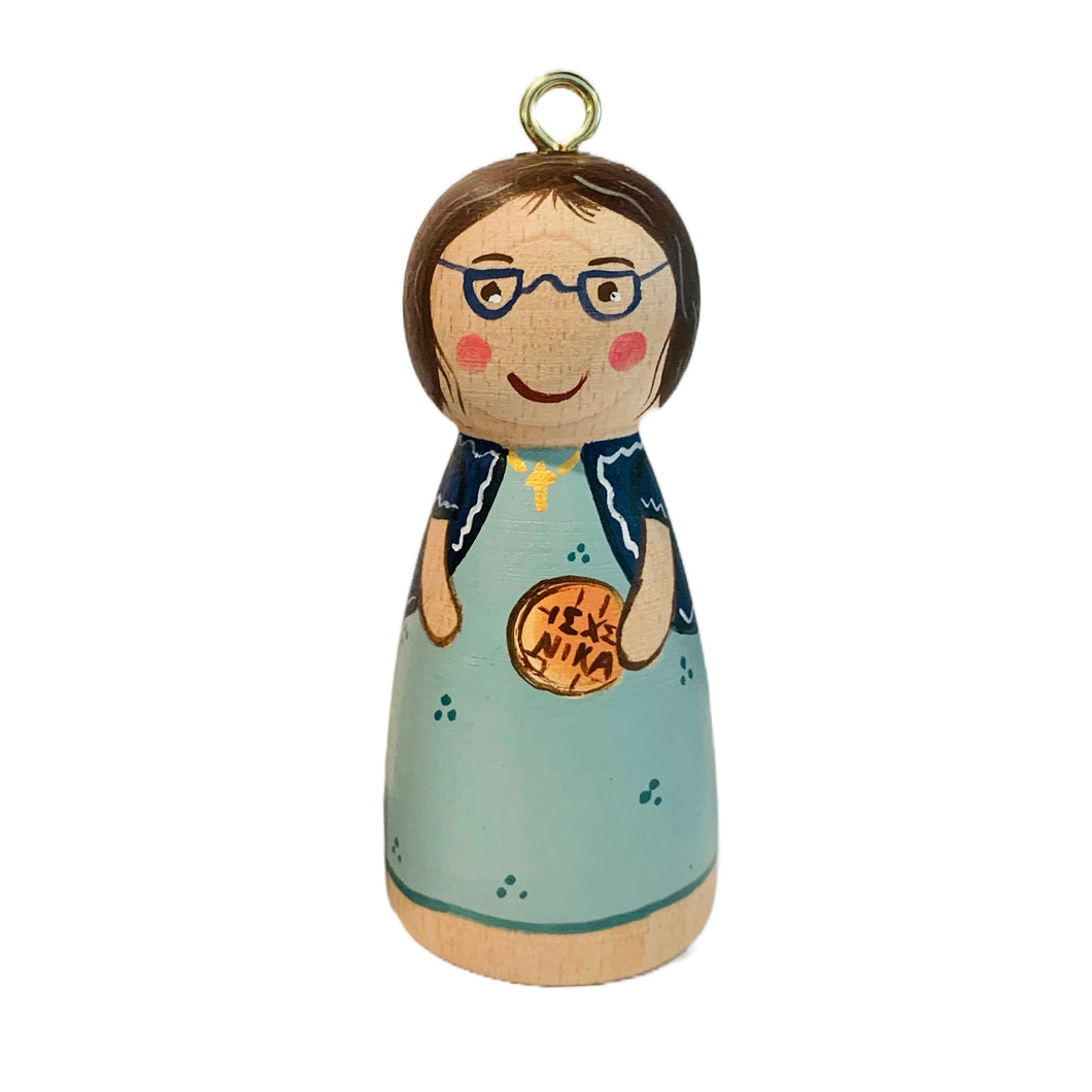 Hand-painted Wooden Figurine: Presbytera/Yiayia—only one left (free USA shipping included)