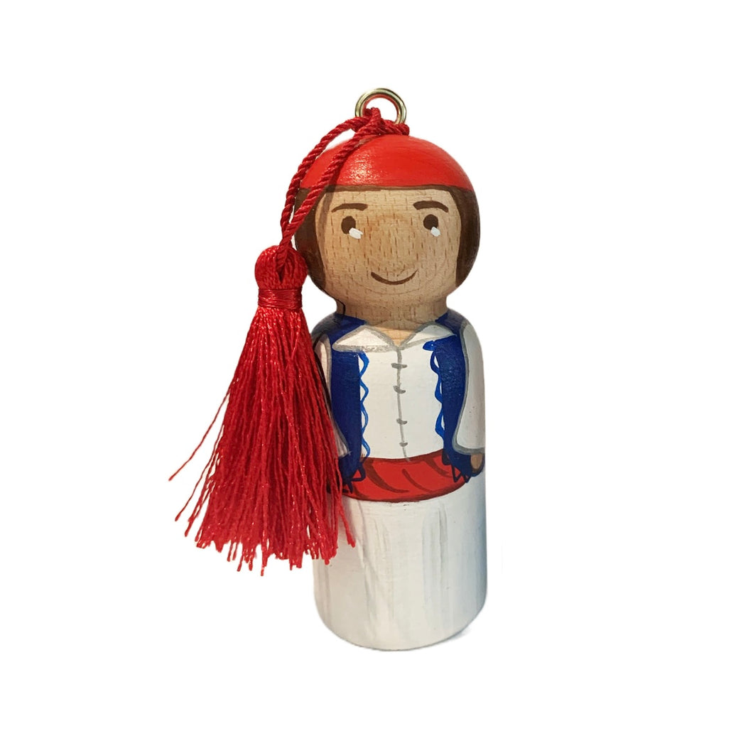 Hand-painted Wooden Figurine: Tsolias/Evzone (free USA shipping included)