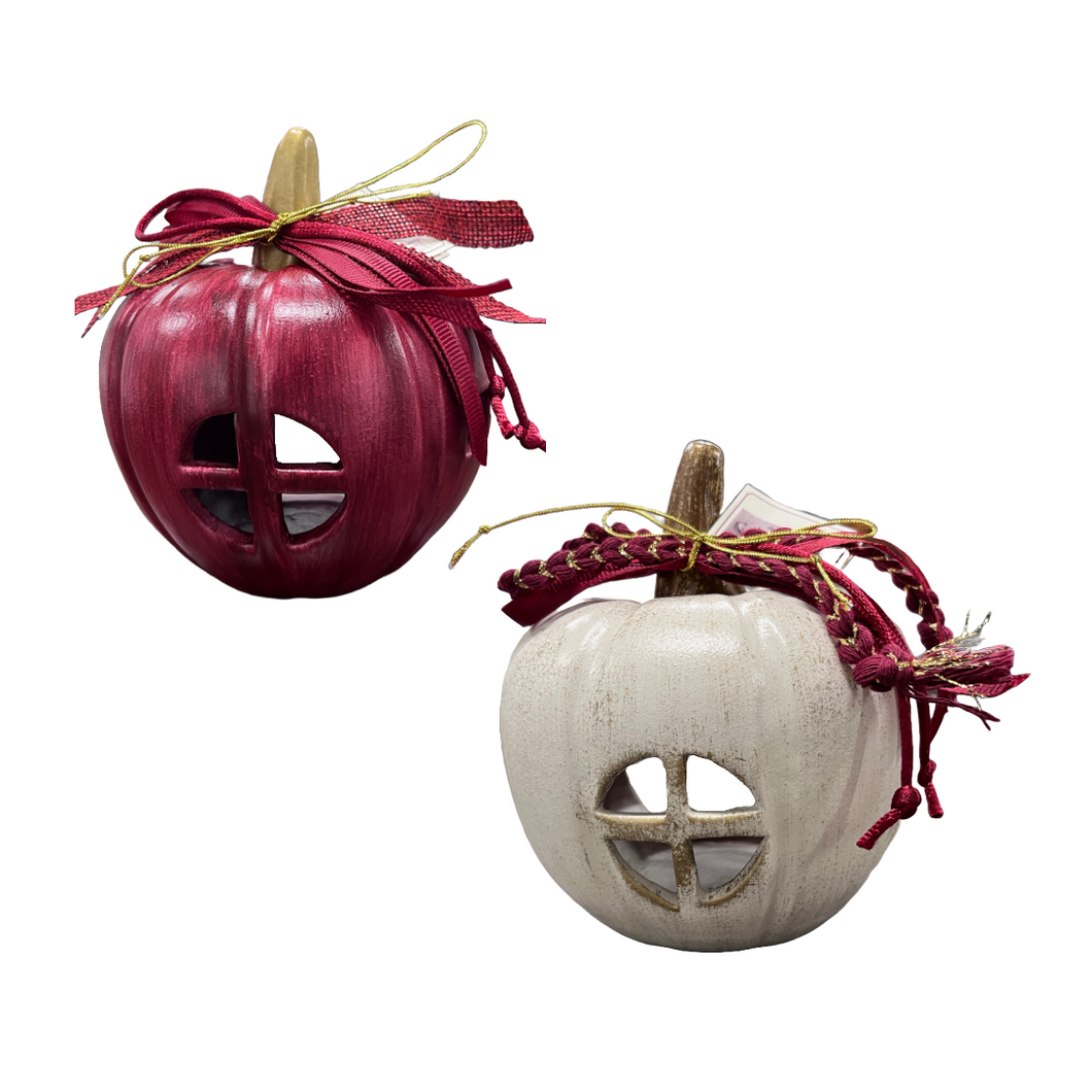 Ceramic Pumpkin Candle Holder—2 color choices (free USA shipping included)