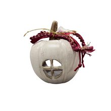 Load image into Gallery viewer, Ceramic Pumpkin Candle Holder—2 color choices (free USA shipping included)
