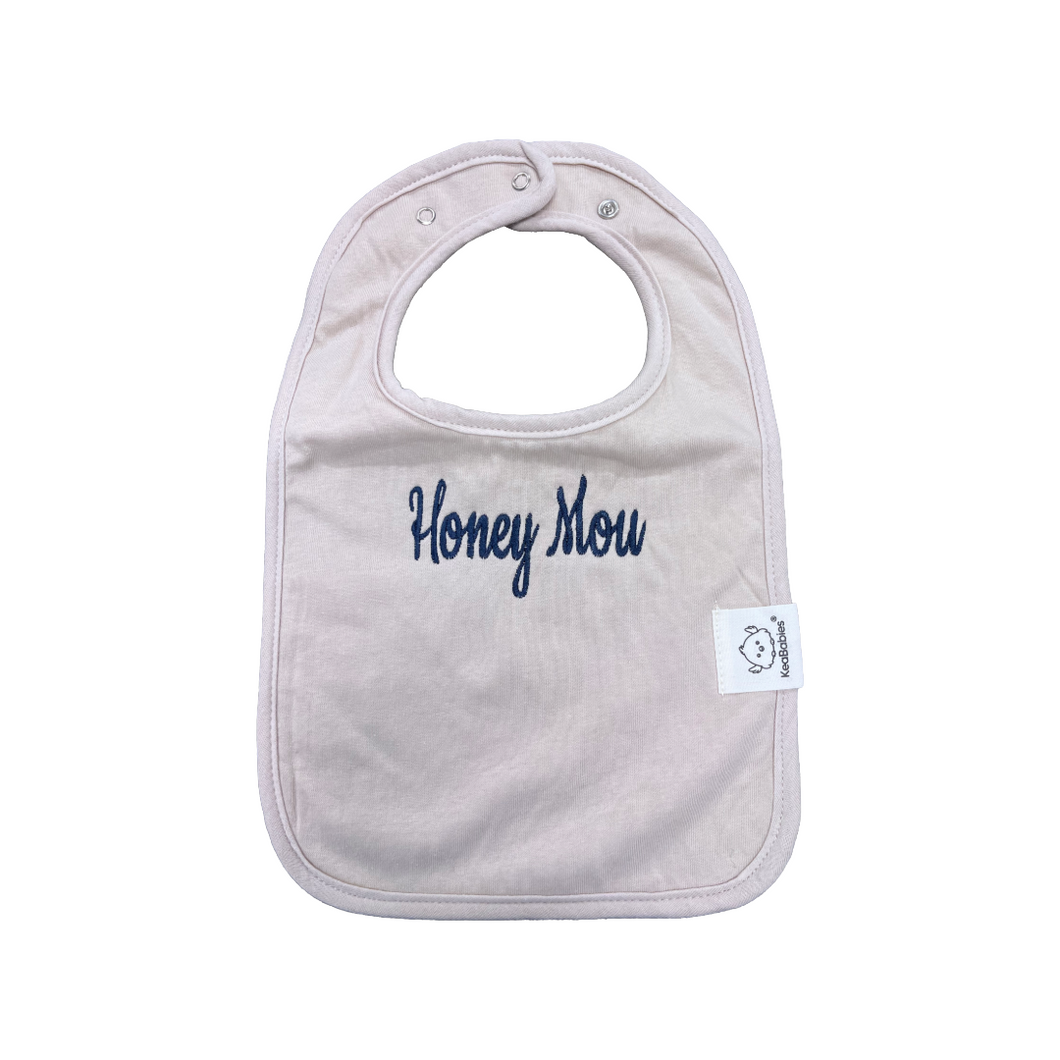 Embroidered Baby Bib “Honey Mou” Design—Multiple color choices (free USA shipping included)