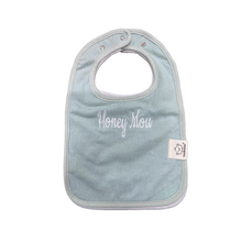 Load image into Gallery viewer, Embroidered Baby Bib “Honey Mou” Design—Multiple color choices (free USA shipping included)

