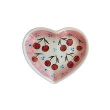 Load image into Gallery viewer, Ceramic Heart Dish: Cherries Design
