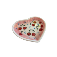 Load image into Gallery viewer, Ceramic Heart Dish: Cherries Design

