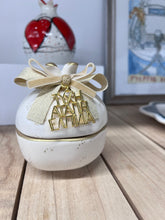 Load image into Gallery viewer, Ceramic Ivory Two-Piece Pomegranate Candle with Wishes Charm (free USA shipping included)
