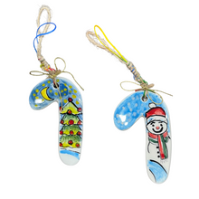 Load image into Gallery viewer, Ceramic Candy Cane Christmas Ornament—Multiple design choices (free USA shipping included)
