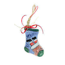 Load image into Gallery viewer, Ceramic Stocking Christmas Ornament—Multiple design choices (free USA shipping included)
