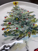 Load image into Gallery viewer, Ceramic 10” Round Platter Christmas Tree and Train Design (free USA shipping included)

