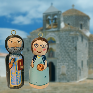 Hand-painted Wooden Figurine: Presbytera/Yiayia—only one left (free USA shipping included)
