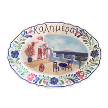 Load image into Gallery viewer, Ceramic Καλημέρα and Seaside Scene Platter (free USA shipping included)
