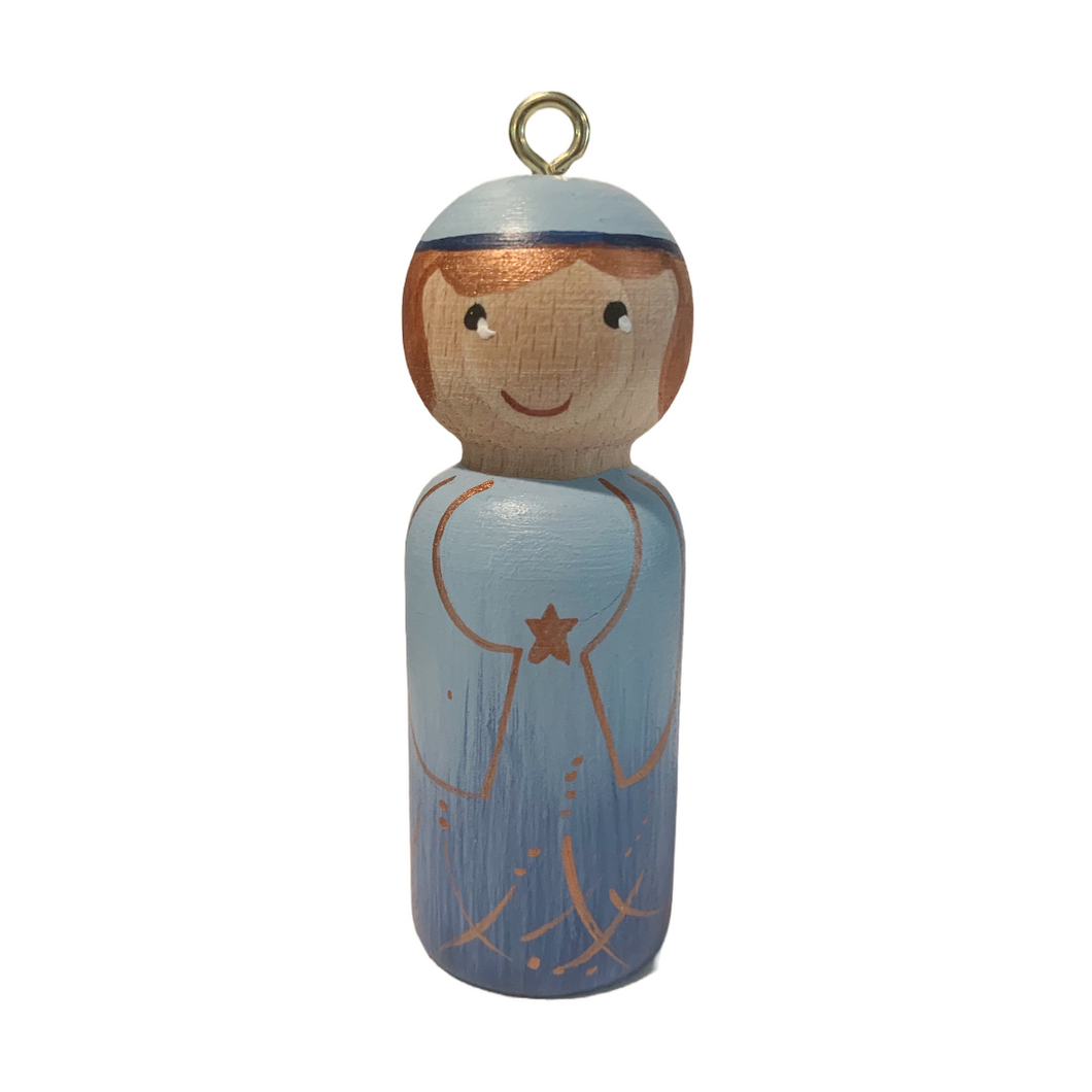 Hand-painted Wooden Figurine: Boy Angel