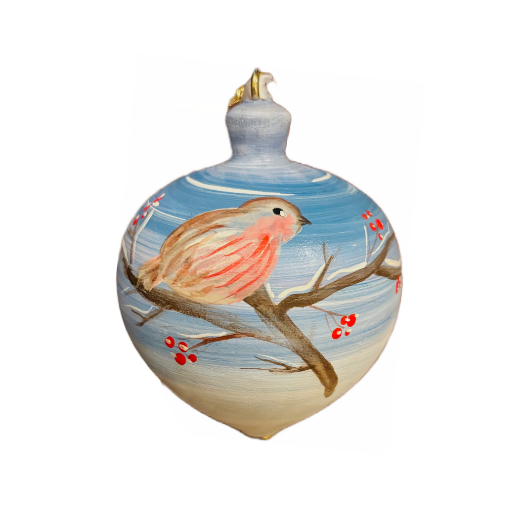 Christmas Robin Wooden Ornament