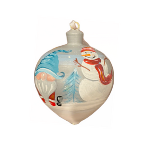 Gnome and Snowman Wooden Ornament