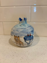 Load image into Gallery viewer, Ceramic Pomegranate: Small with Greek Island Design (free USA shipping included)
