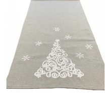 Load image into Gallery viewer, Christmas Tree and Snowflakes Embroidered Table Runner
