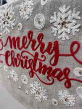 Load image into Gallery viewer, Merry Christmas and Snowflakes Embroidered Table Runner (free USA shipping included)
