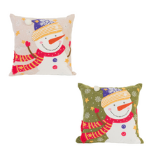 Load image into Gallery viewer, Snowman Pillow Cover (Cream or Green Background)
