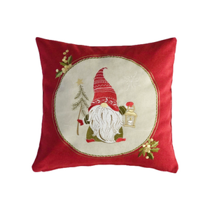Christmas Gnome with Lantern Pillow Cover (free USA shipping included)