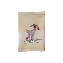 Load image into Gallery viewer, Embroidered Kitchen Towel: Goat—2 color choices (free USA shipping included)
