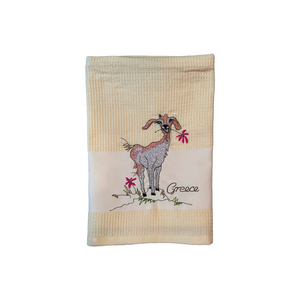 Embroidered Kitchen Towel: Goat—2 color choices (free USA shipping included)