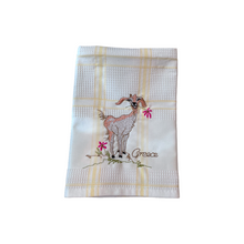 Load image into Gallery viewer, Embroidered Kitchen Towel: Goat—2 color choices (free USA shipping included)
