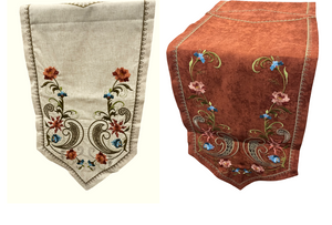 “Ermioni" Embroidered Table Runner—2 color choices (free USA shipping included)
