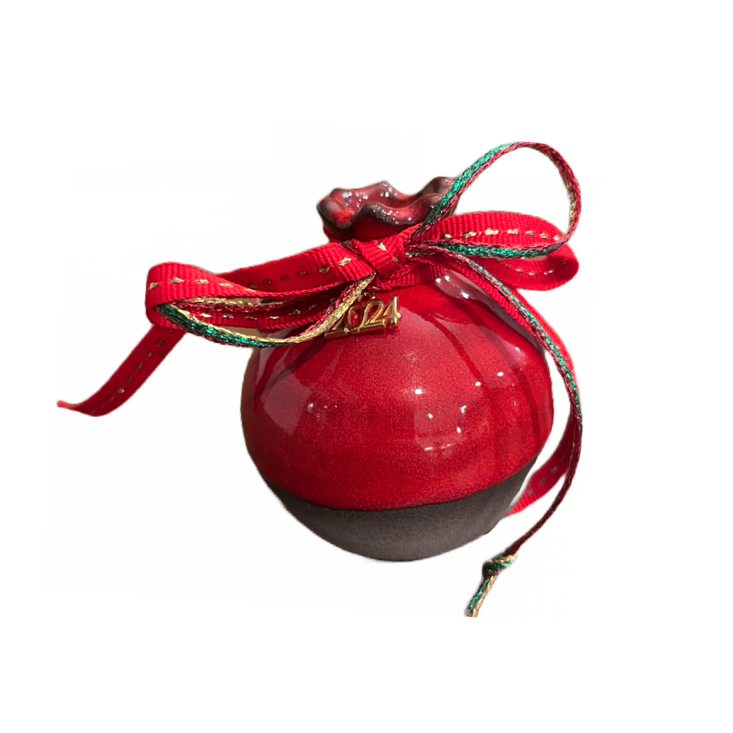 Ceramic Half Glazed Pomegranate with 2024 Charm (2 size choices)