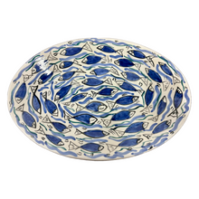 Load image into Gallery viewer, Ceramic Blue Fish Oval Platter (free USA shipping included)
